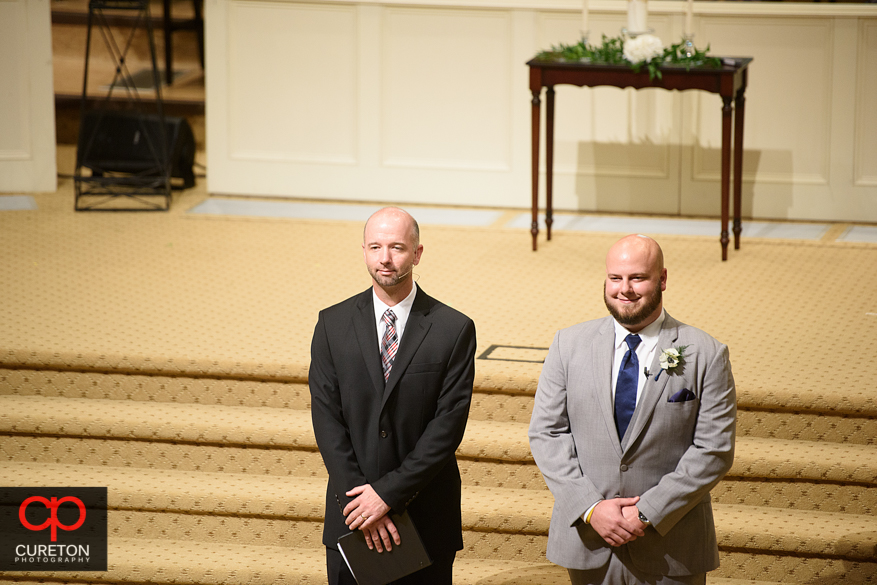 Groom sees bride for the first time.