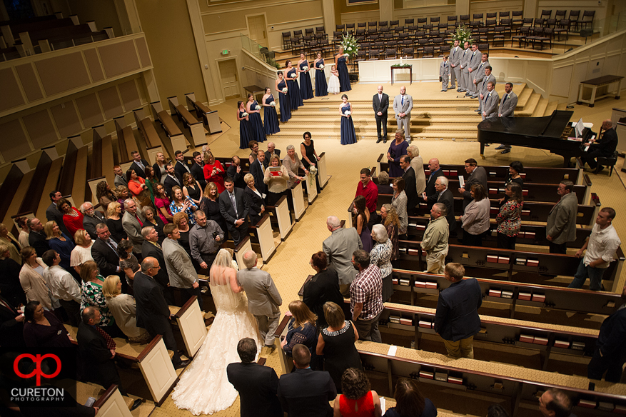 Bride walking down the aisle at Berea First.