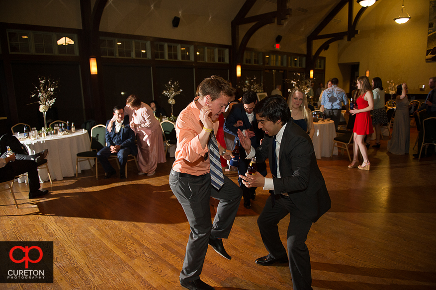Guests dancing at the wedding reception at Cleveland Park in Spartanburg,SC.