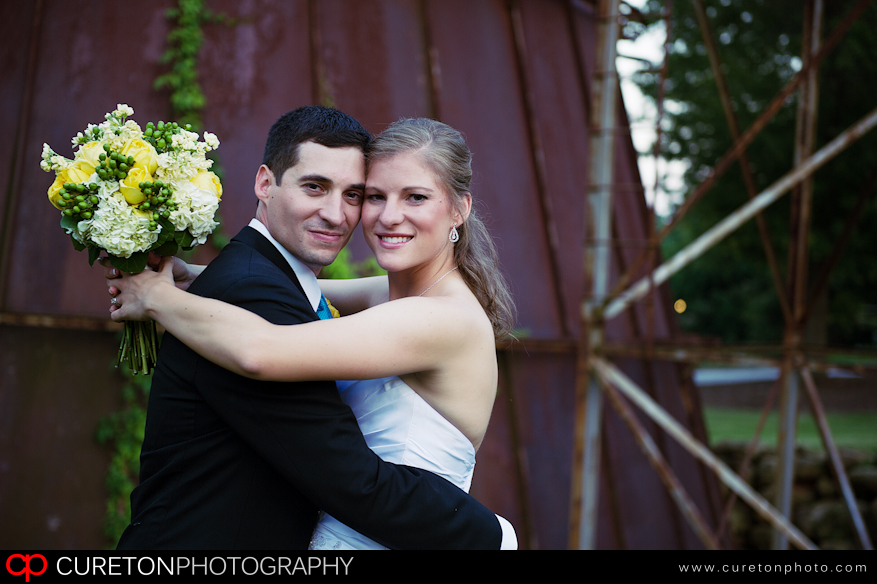 Bride and Groom outside the Sawmill.