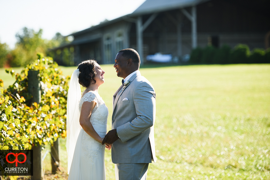 First Look before Chattooga Belle Farm wedding.