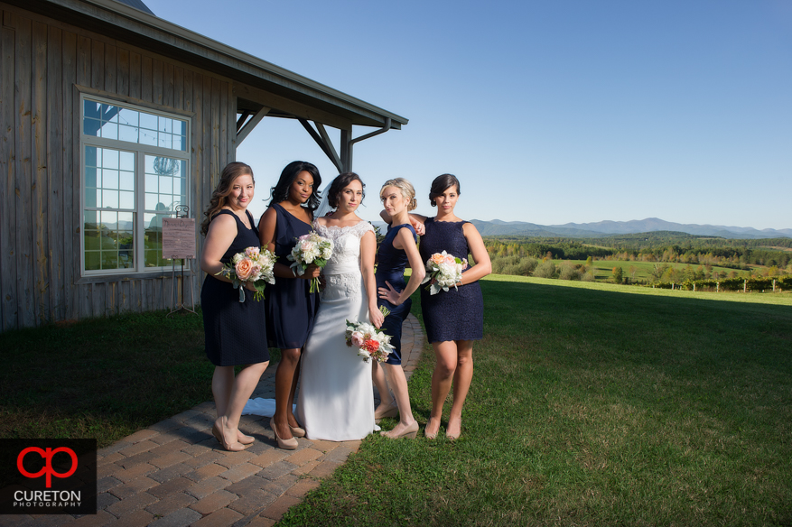 Bridesmaids posing outside Chattooga Belle.
