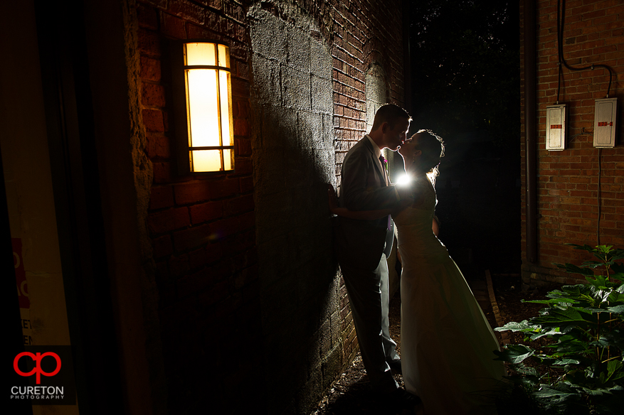 Bride and Groom at sunset after their Huguenot Loft wedding reception.