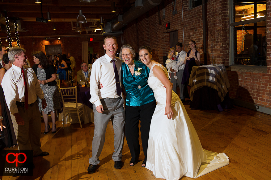 Wedding guest dance the night away at the Huguenot Loft in Greenville,SC.