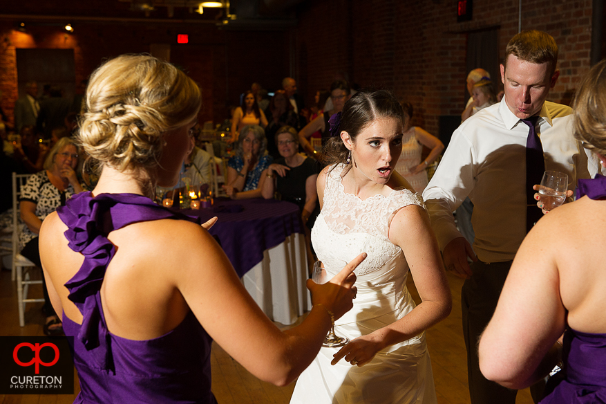 Wedding guest dance the night away at the Huguenot Loft in Greenville,SC.