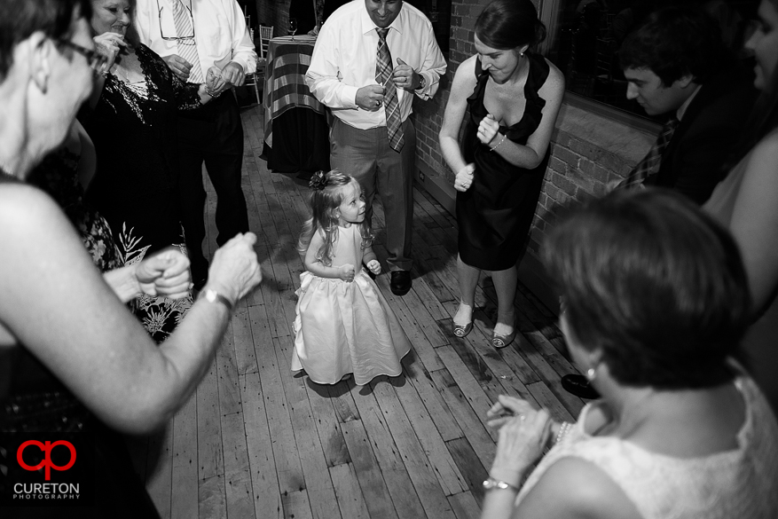 Wedding guest dance the night away at the Huguenot Loft in Greenville,SC.