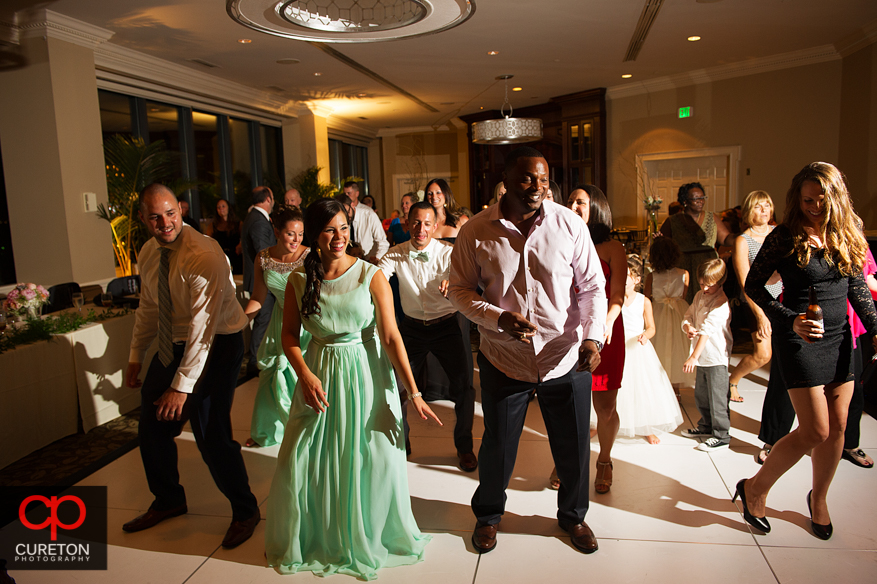 Guest dance at the Commerce Club wedding reception.