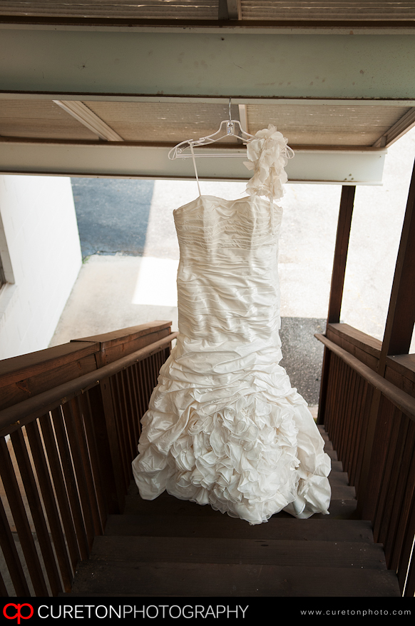 Bridal Dress hanging outside the church.