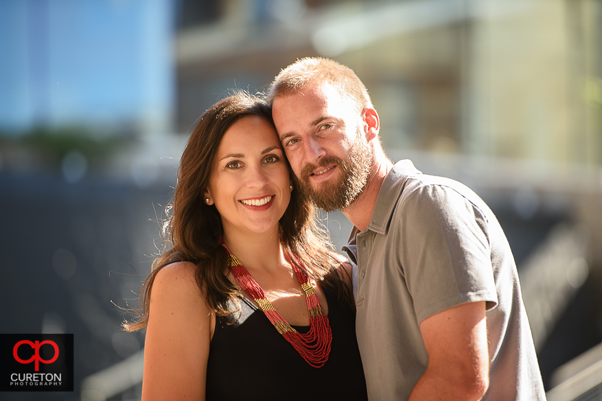 Engaged couple on the streets of Greenville,SC.