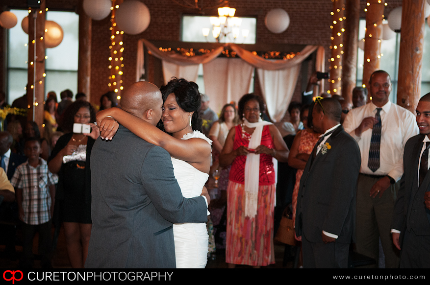 Couples first dance at thier reception at The Loom.