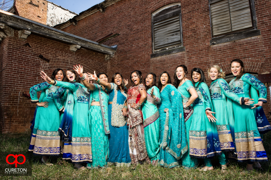 Bridal party before their Indian wedding in Greenville,SC.