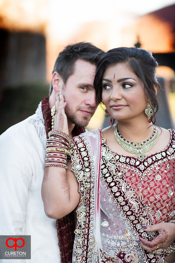 High fashion pose from a couple before their Indian wedding in Greenville,SC..