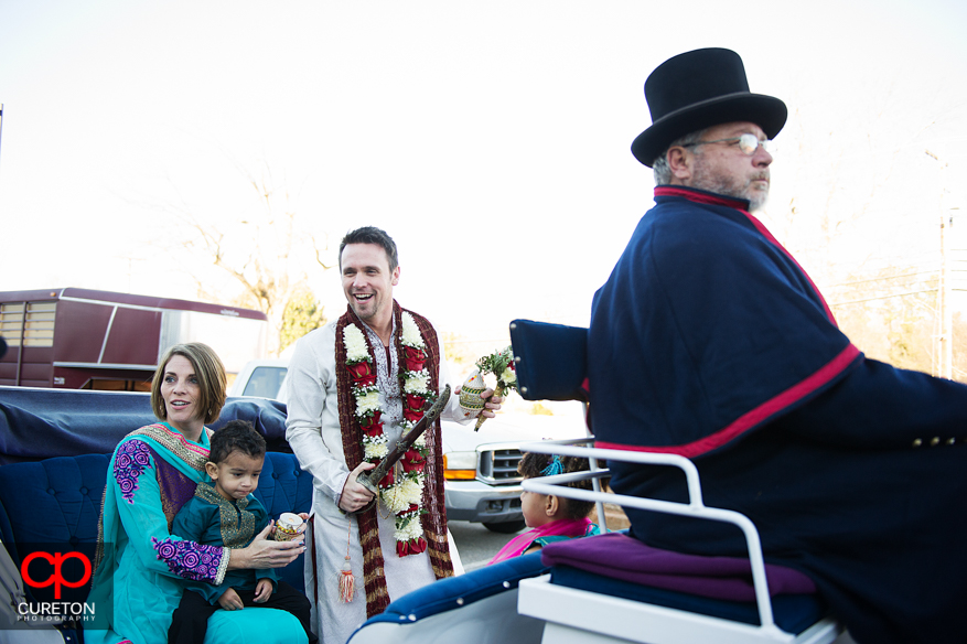 Groom on his chariot before the processional.