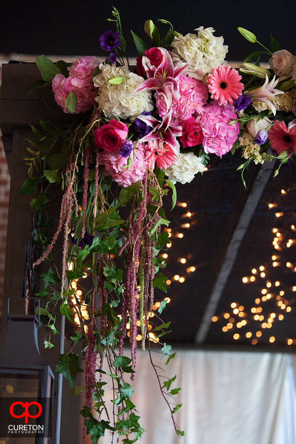 Beautiful flowers over the mandap.