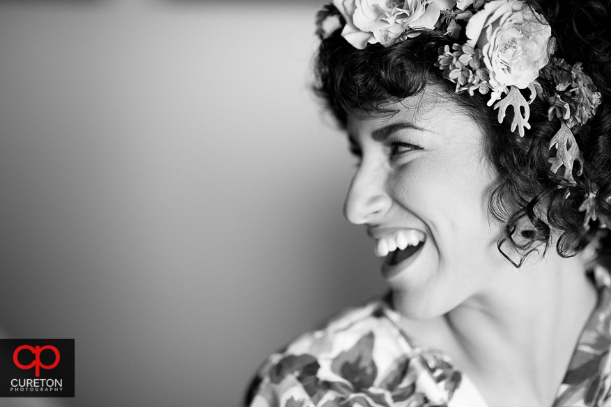 Black and White shot with pretty bride.