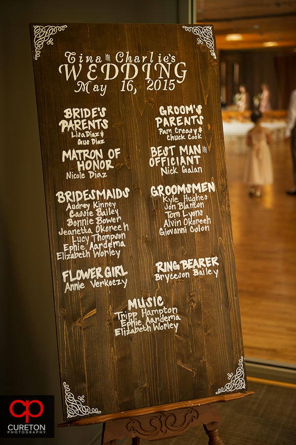 Wedding party sign.