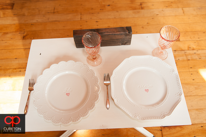 Vintage bride and Groom place settings.