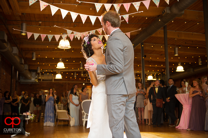 Couple dancing their first dance.