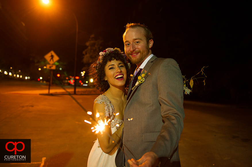 Bride and groom after their wedding. 