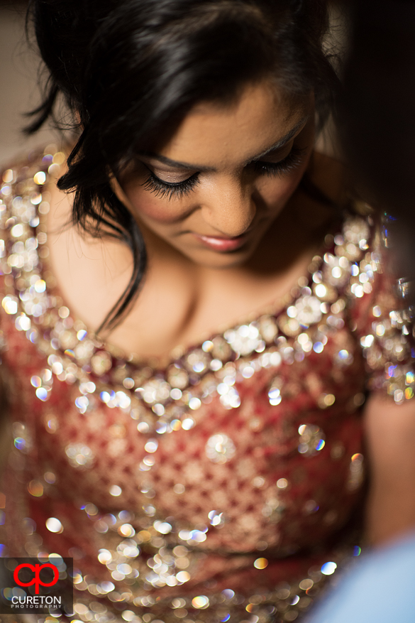 Beautiful Indian bride before her wedding in Greenville,SC.