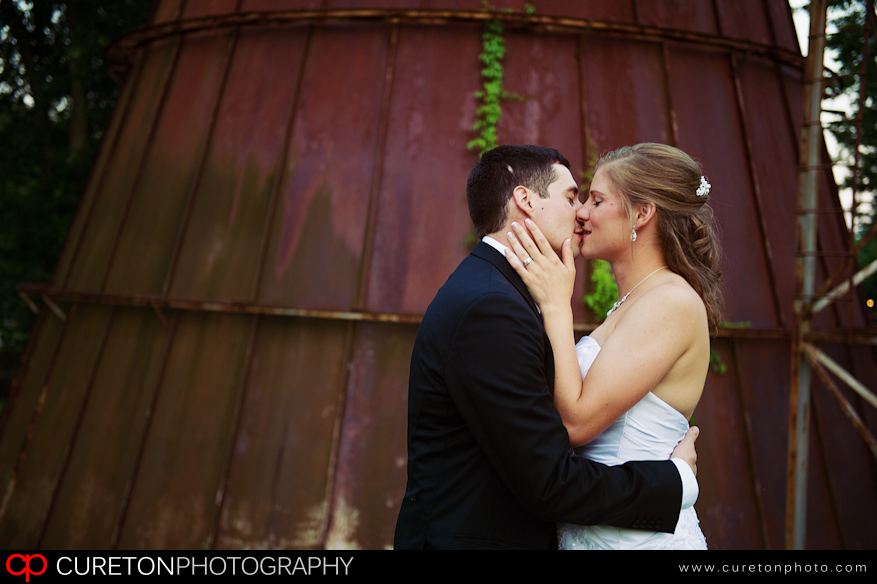 Bride and Groom before wedding reception at Larkin's Sawmill Greenville,SC.