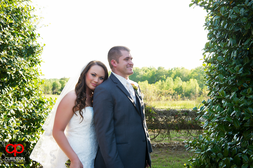 Bride and groom after their wedding at Lenora's Legacy.