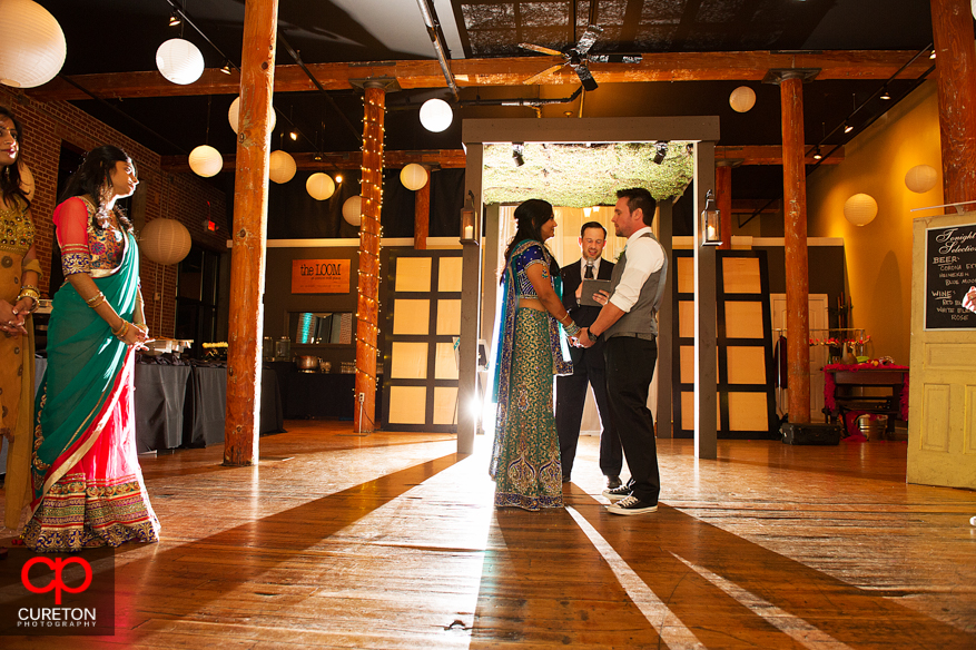 Bride and Groom during wedding ceremony at The Loom.