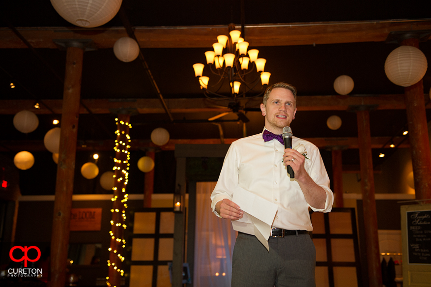 Groom's brother giving a toast.