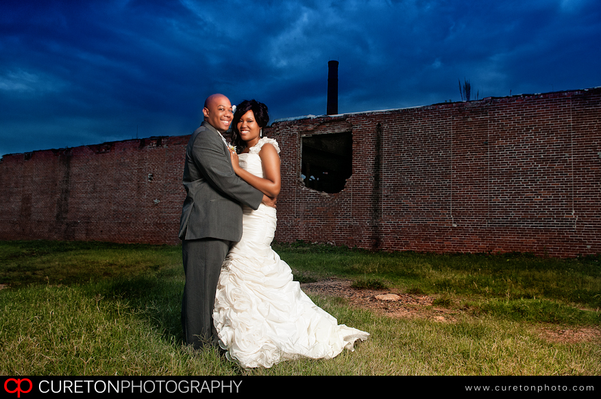 Bride and Groom outside The Loom in Simpsonville,SC.