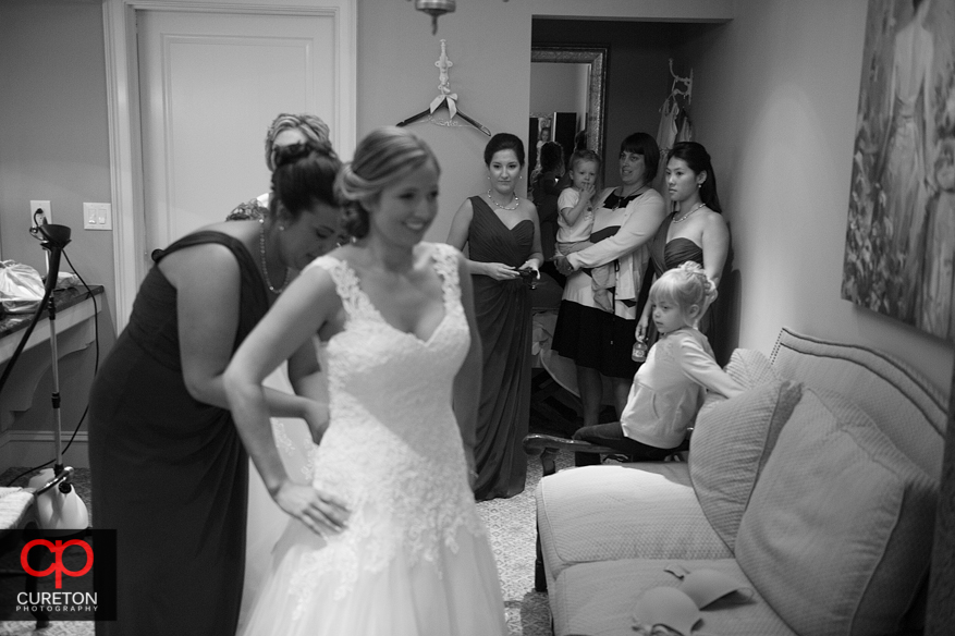 Bride getting ready for her Glassy Chapel wedding.