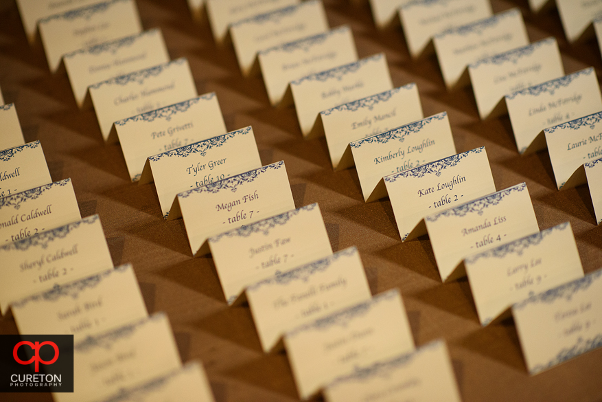 Placards displayed at the reception.