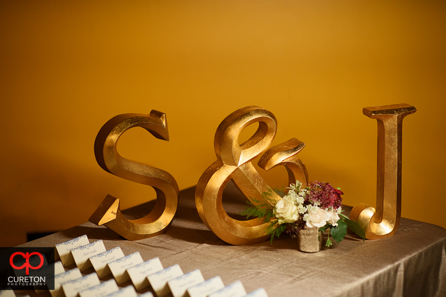 Placards displayed at the reception.