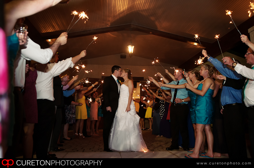 Bride and Groom leaving Larkin's Sawmill after the wedding reception.