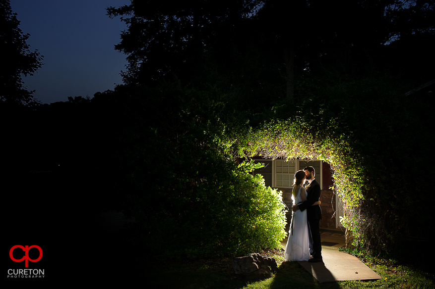 Couple kissing after their Timberock at Hopkins Farm wedding in Simpsonville,SC