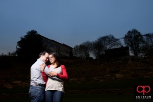 Epic creative engagement photo in downtown Greenville,SC.