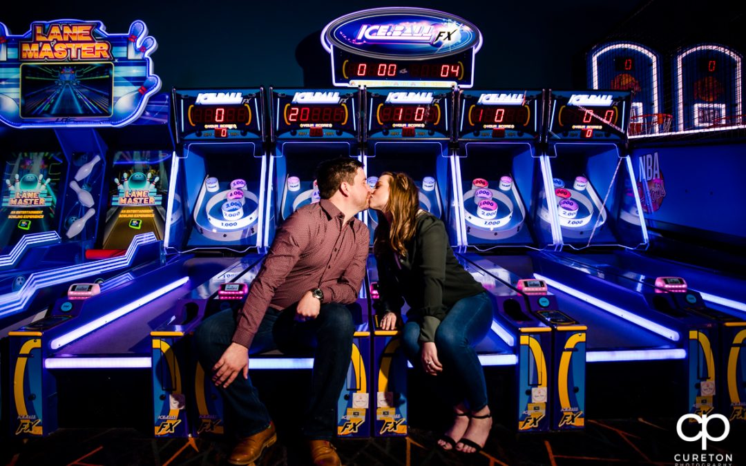 Arcade Engagement Session at Spare Time in Greenville,SC – Chasidy and Stephen