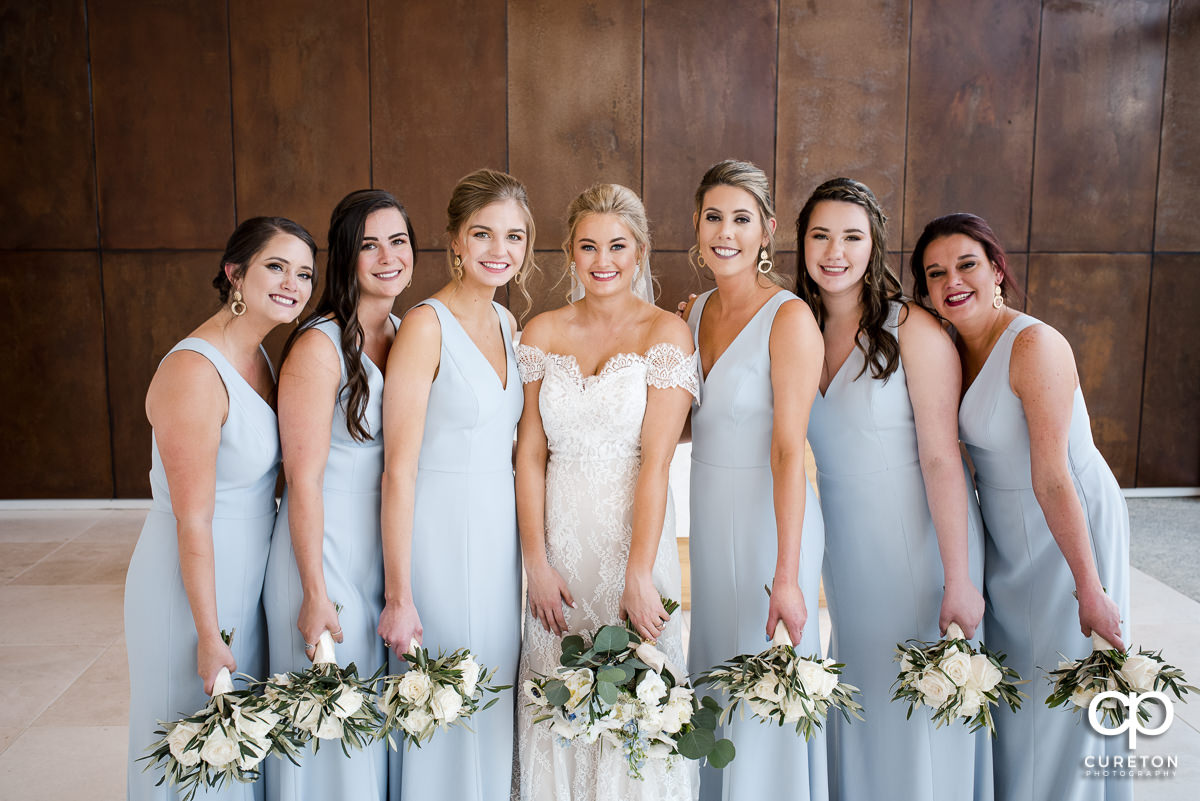 Bride and bridesmaids in the lobby at Avenue before the wedding.