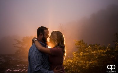 Bald Rock Engagement Session in the Fog – Carly + Taylor