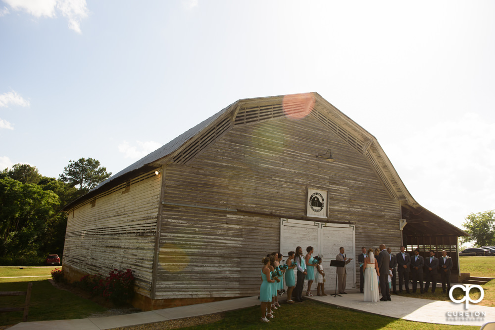 Wedding ceremony at the Barn at Forevermore Farms.