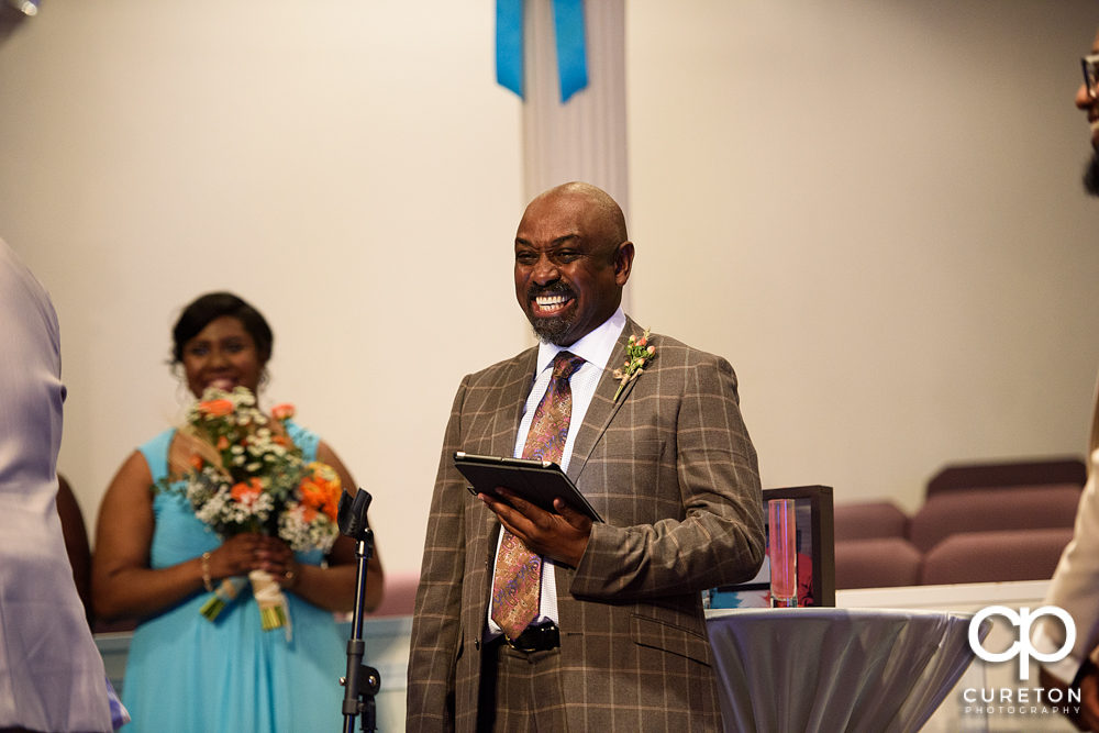 Wedding Ceremony at King David Baptist Church in Anderson, SC.