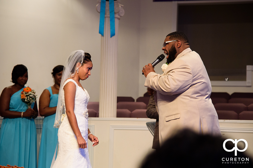 Wedding Ceremony at King David Baptist Church in Anderson, SC.