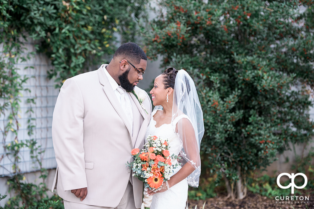 Bride and groom before their Bleckley Inn Wedding Reception.