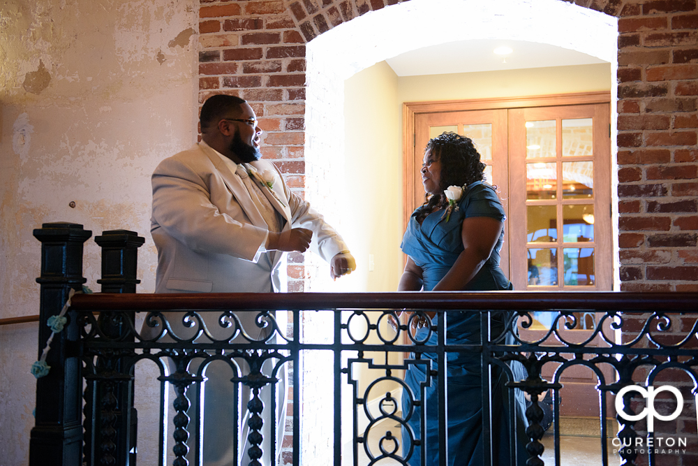 Groom dancing with his mother.