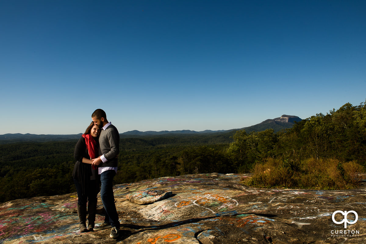 Engaged couple on Bald Rock.