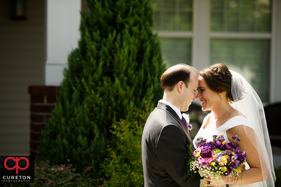 Bride and groom after their Charlotte NC wedding.
