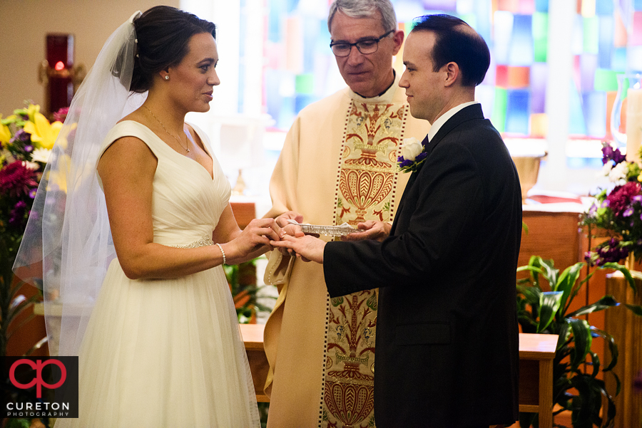 Wedding ceremony at St Matthew Church in Charlotte NC.