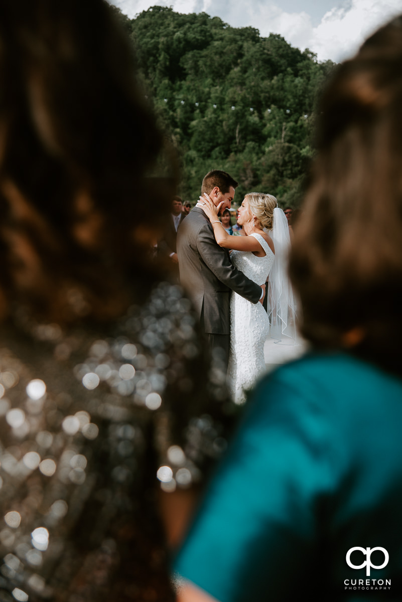 Bride and groom's first dance as seen by their mothers.