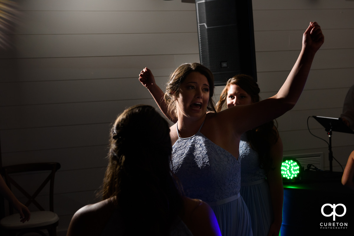 Wedding guests dancing at the Chestnut Ridge reception.