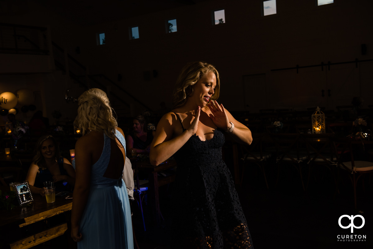 Wedding guests dancing at the Chestnut Ridge reception.