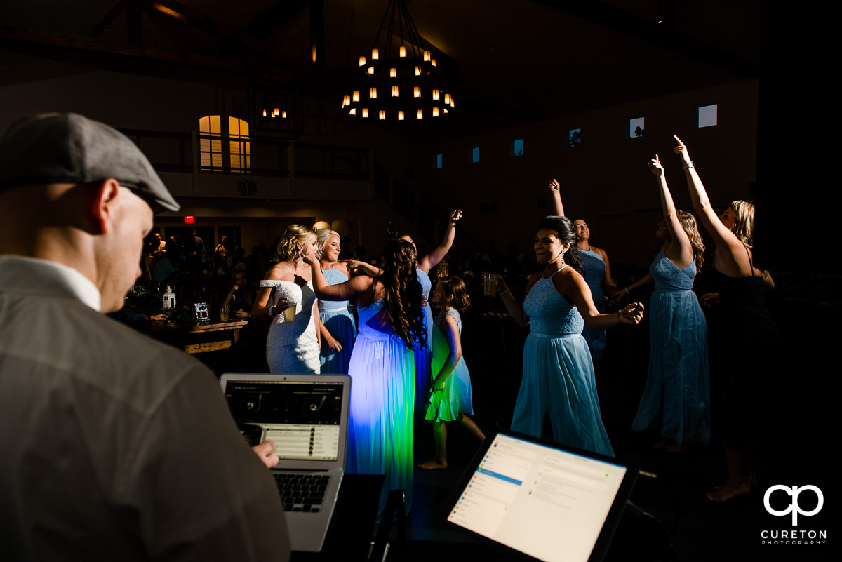 Wedding guests dancing at the Chestnut Ridge reception.